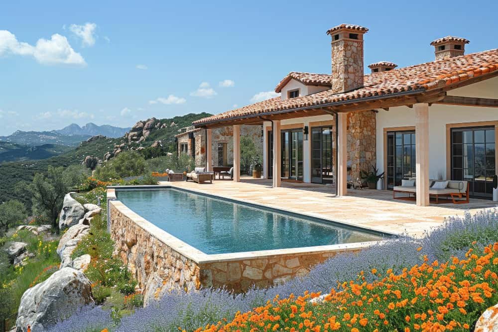 Villa en pierre avec piscine