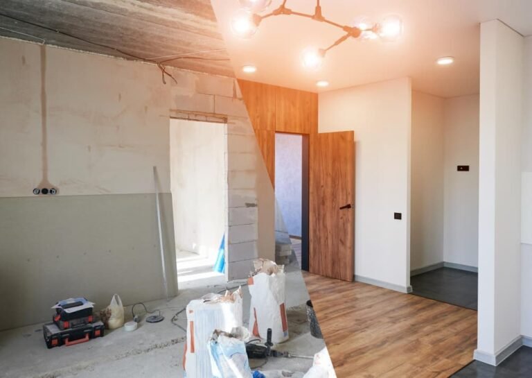 Collage photo appartement avant et après la restauration