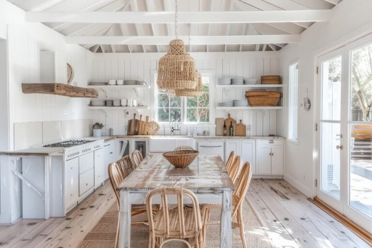 La cuisine campagne chic revisitée le bois patiné et le blanc cassé