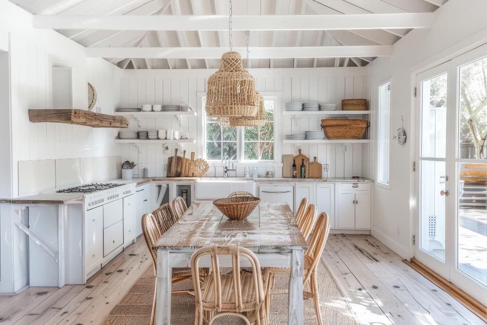 La cuisine campagne chic revisitée le bois patiné et le blanc cassé