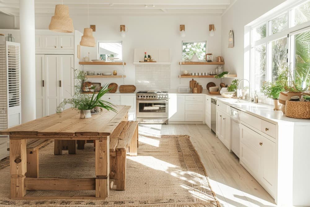 Cuisine scandinave épurée le blanc mat et le bois clair