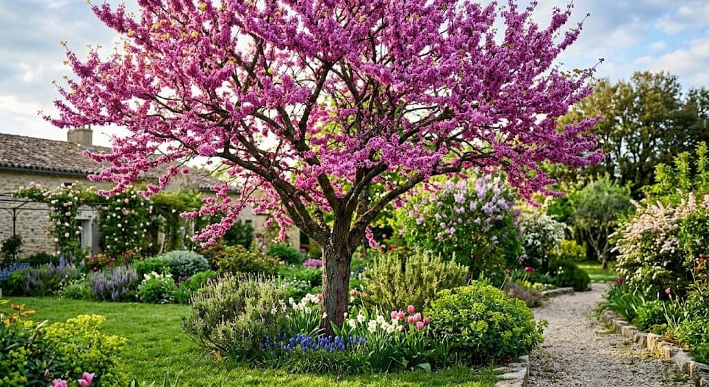 Arbre de judée dans jardin