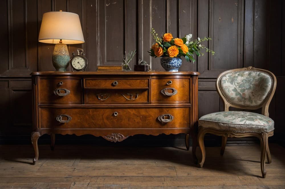 Une chaise avec une impression florale