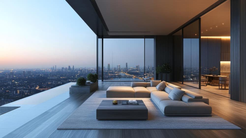 Vue sur le penthouse luxueux