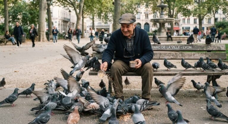 Voisin nourrit les pigeons