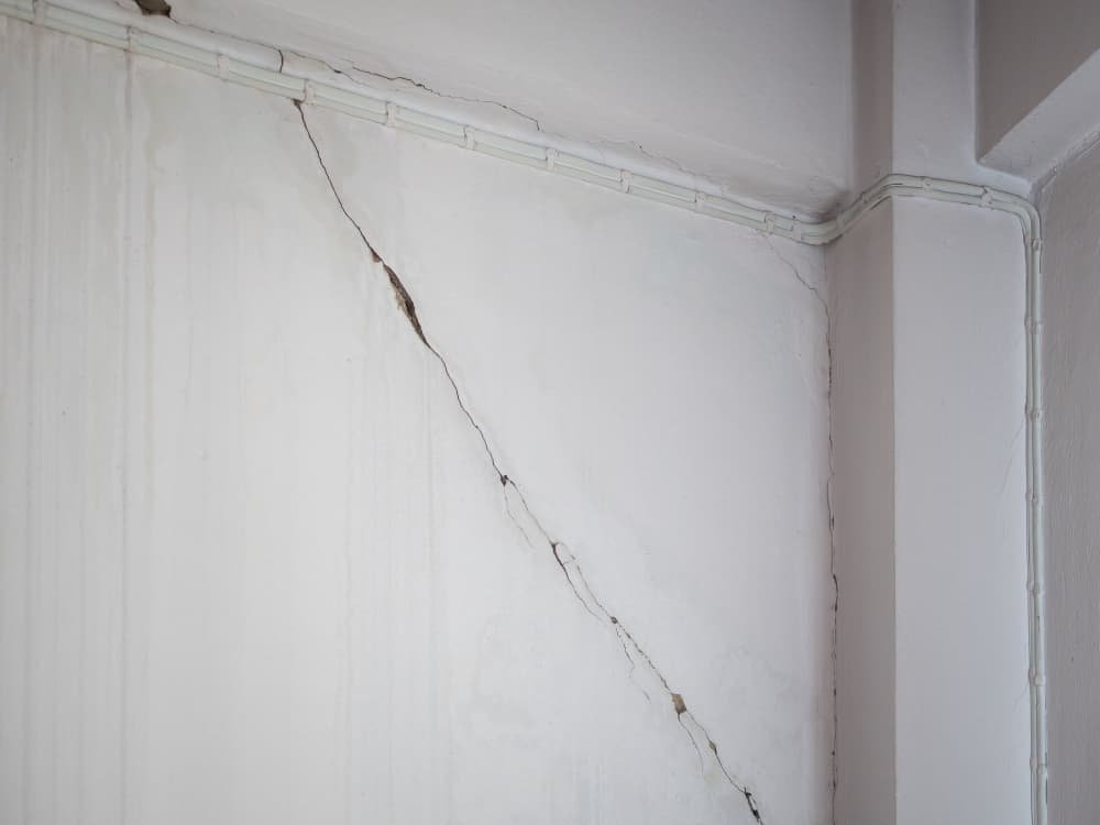 Les fissures dans les murs de ciment de la pièce