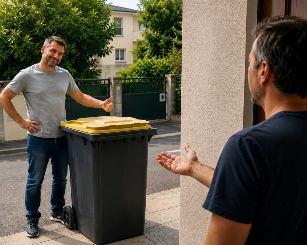 Mon Voisin qui met sa poubelle devant chez moi