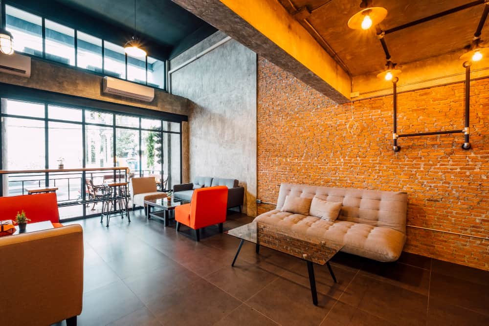 Café et salon style loft